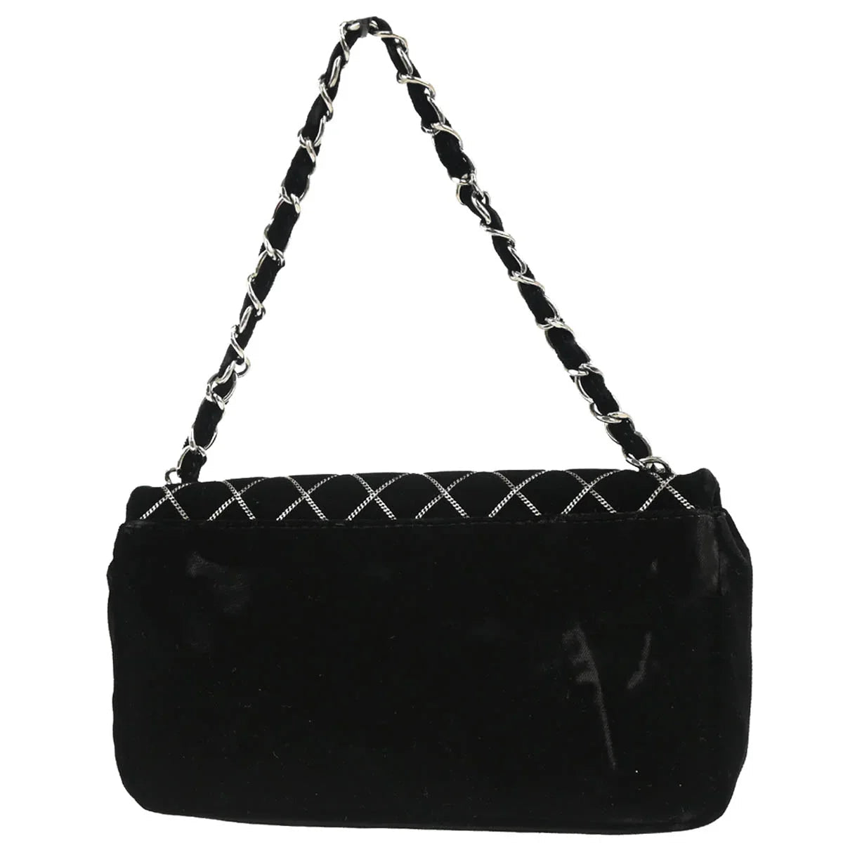 Chanel Black Velvet East West Handbag