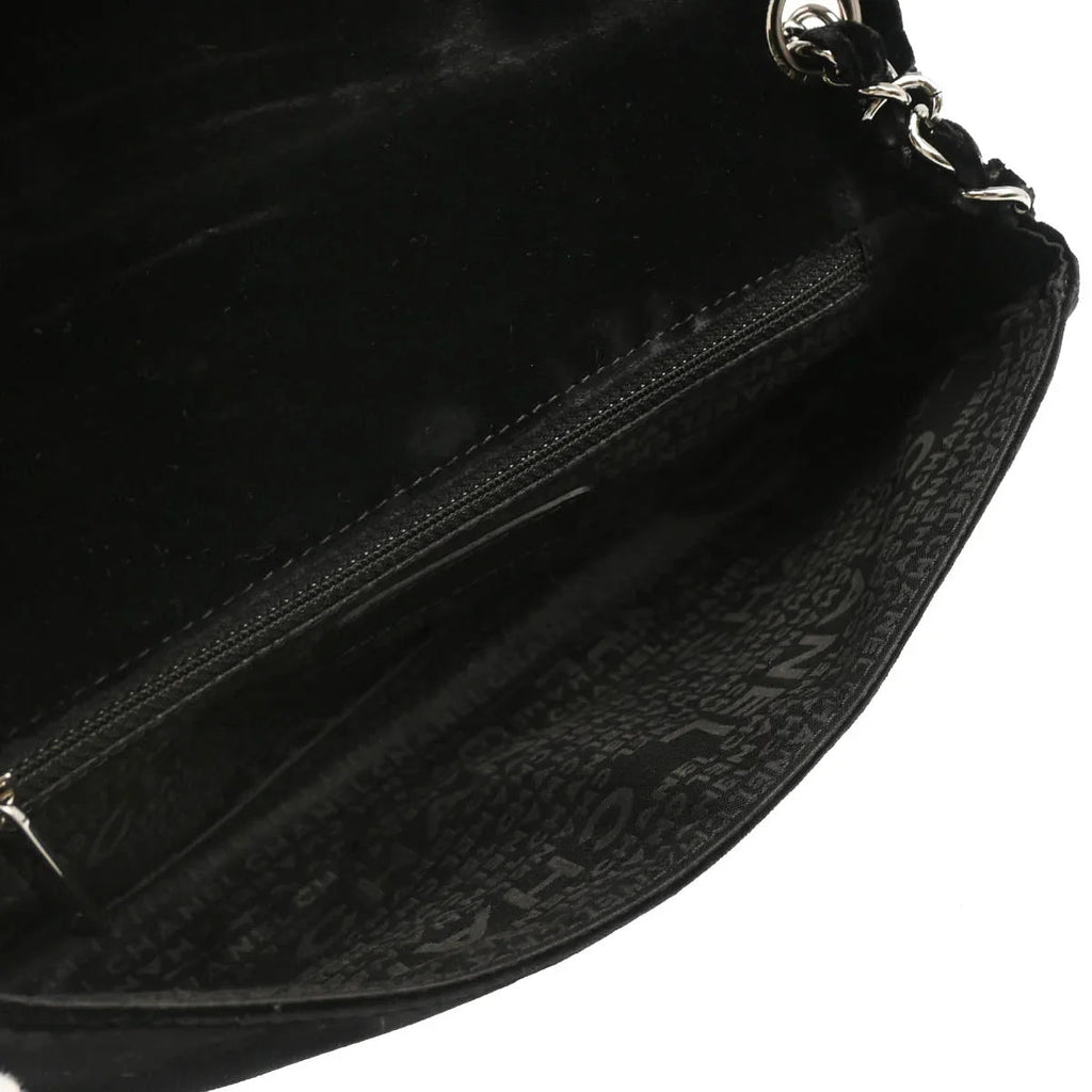 Chanel Black Velvet East West Handbag