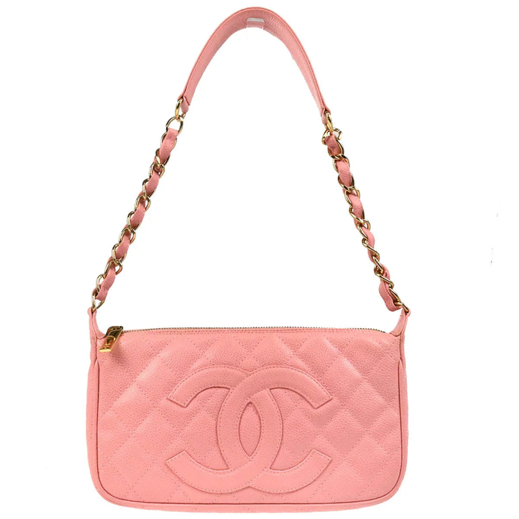 Chanel 2003-2004 Pink Caviar Chain Handbag