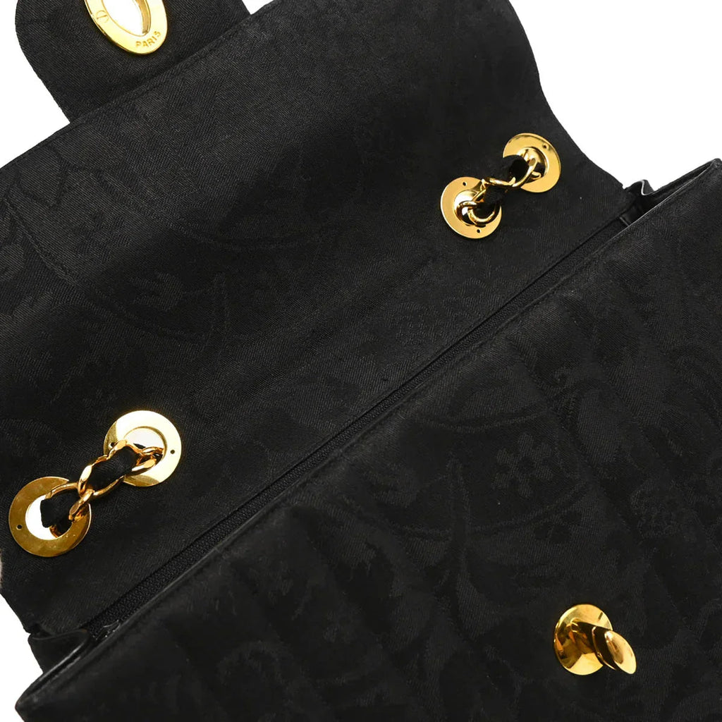 Chanel 1991-1994 Black Cotton Jumbo Mademoiselle Classic Flap Bag