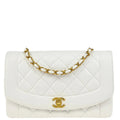 Chanel * 1994-1996 White Lambskin Medium Diana Shoulder Bag