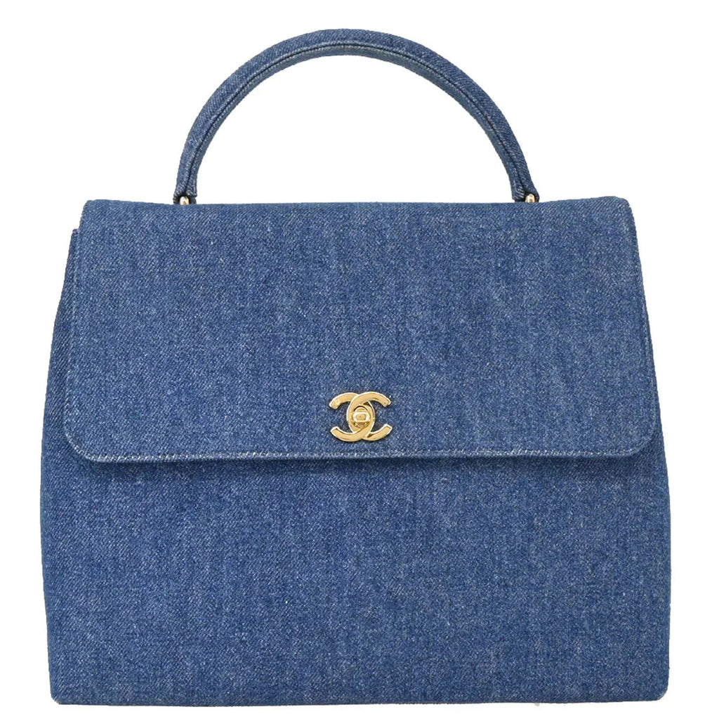 Chanel 1997-1999 Blue Denim Kelly Handbag