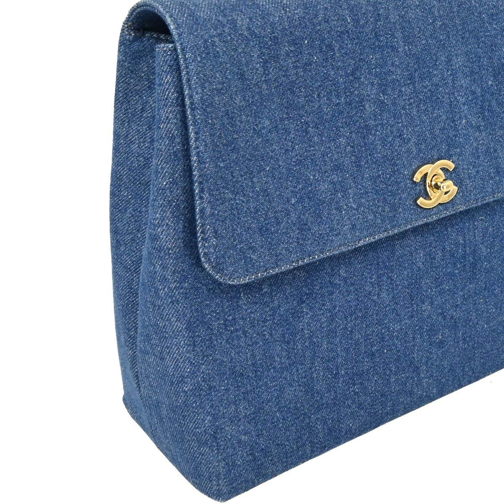 Chanel 1997-1999 Blue Denim Kelly Handbag
