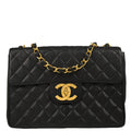 Chanel 1994-1996 Black Caviar Jumbo Classic Flap Bag
