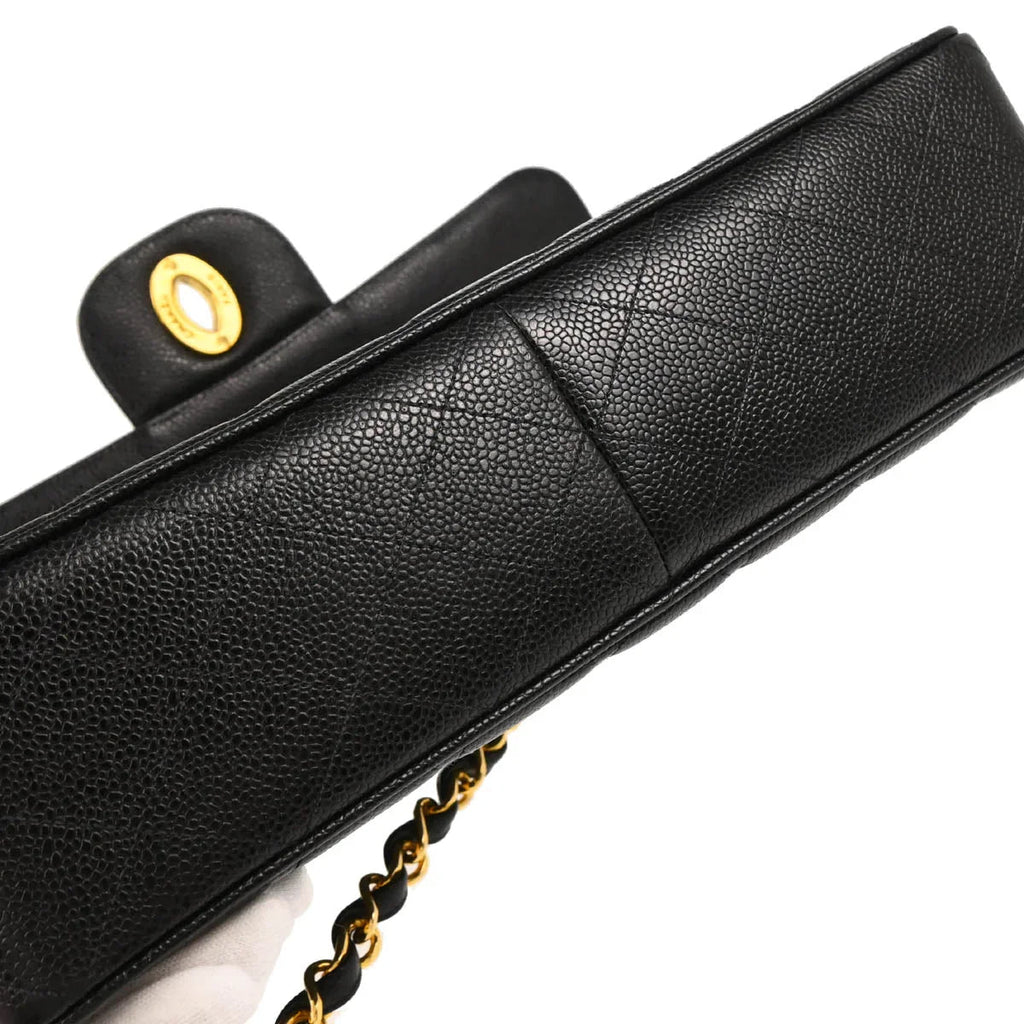 Chanel 1994-1996 Black Caviar Jumbo Classic Flap Bag