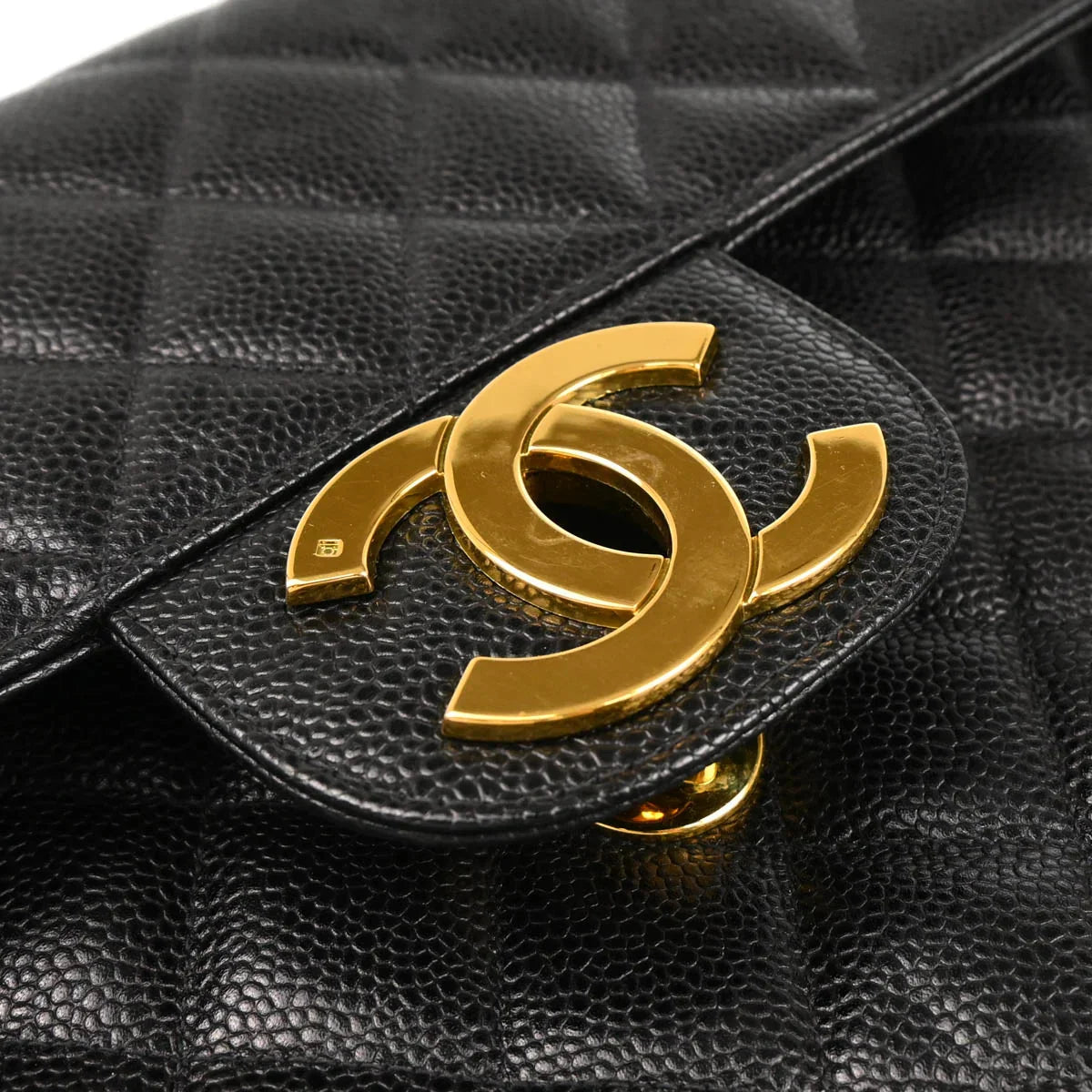 Chanel 1994-1996 Black Caviar Jumbo Classic Flap Bag