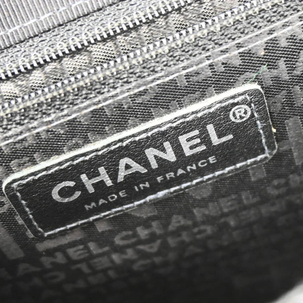 Chanel 2004-2005 Black Canvas Emblem Shoulder Bag