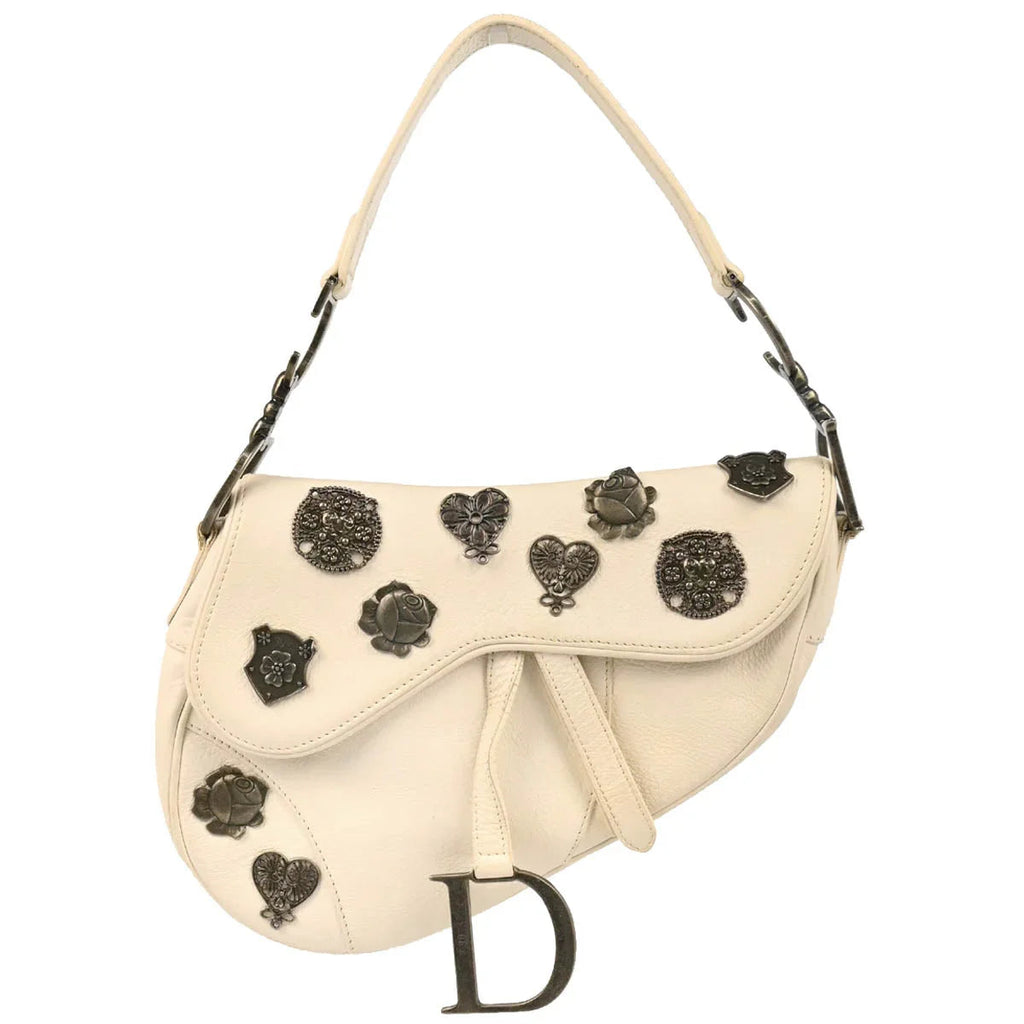 Christian Dior 2006 White Leather Saddle Handbag