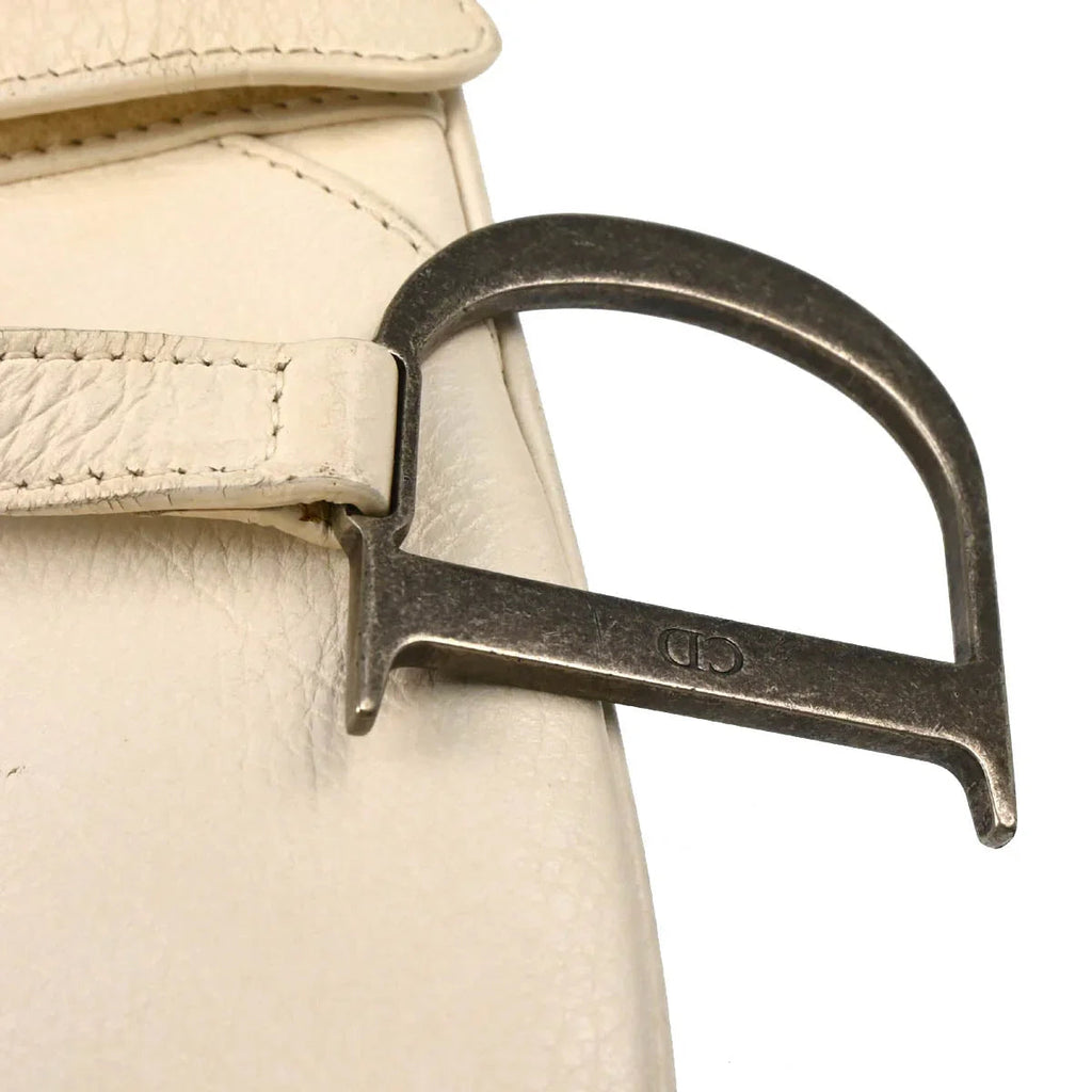 Christian Dior 2006 White Leather Saddle Handbag