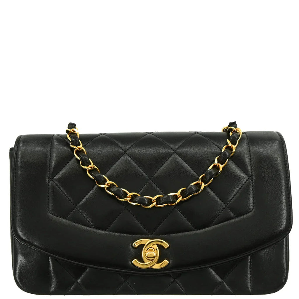 Chanel Black Lambskin Small Diana Shoulder Bag