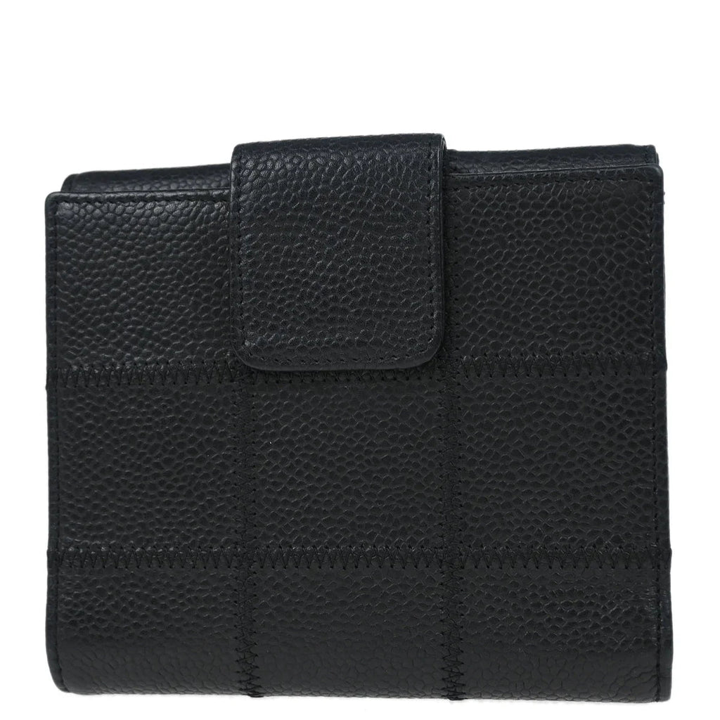 Chanel Black Caviar Choco Bar Trifold Wallet