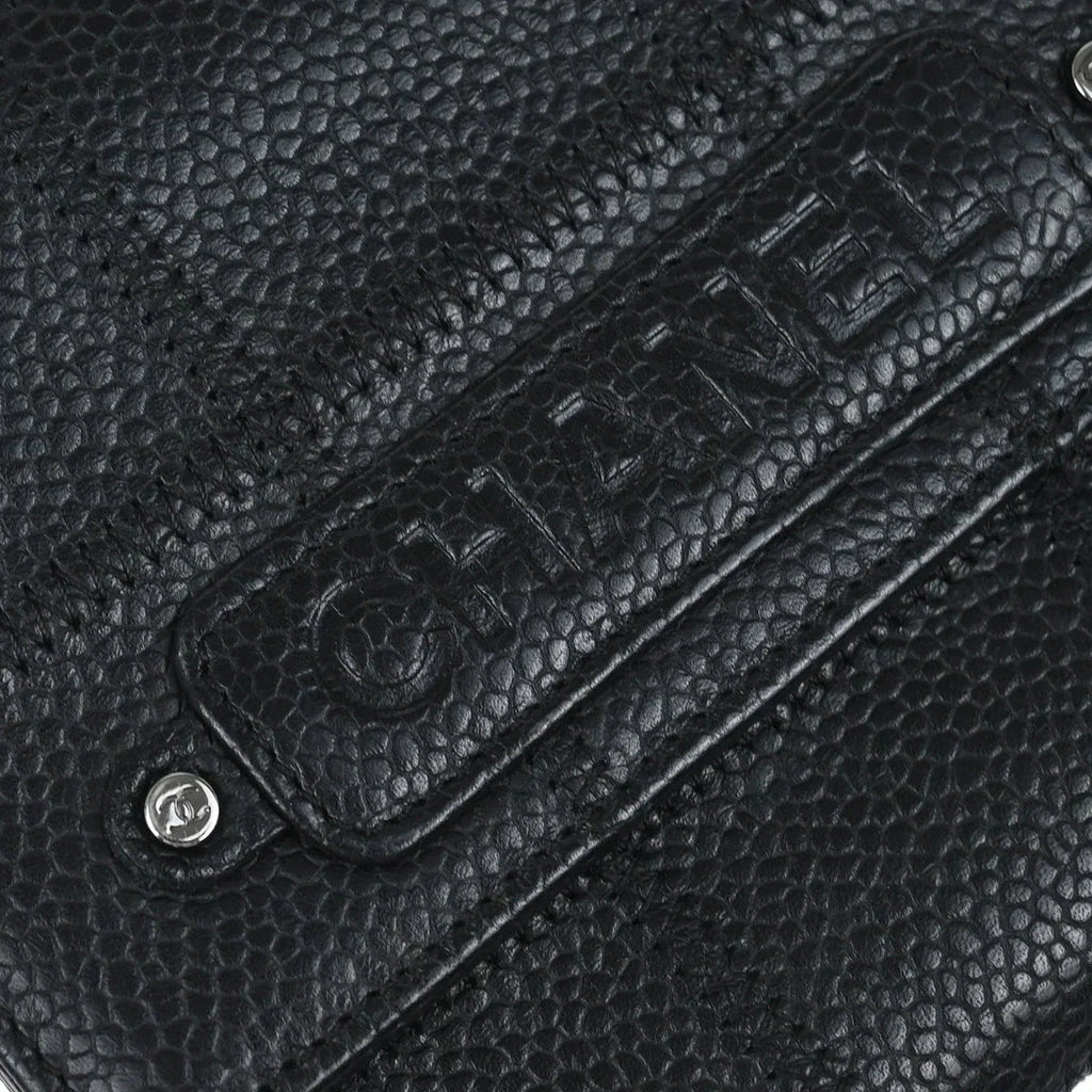 Chanel Black Caviar Choco Bar Trifold Wallet
