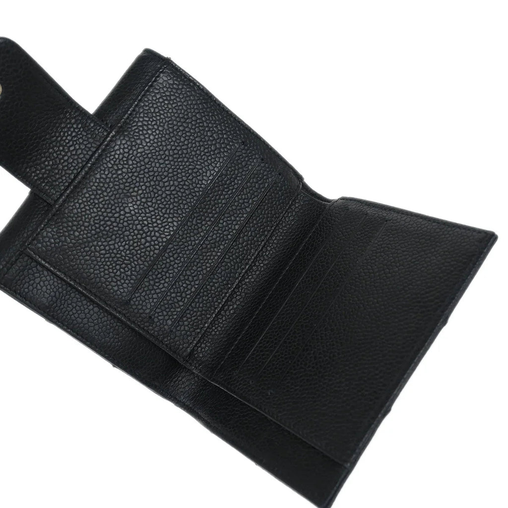Chanel Black Caviar Choco Bar Trifold Wallet