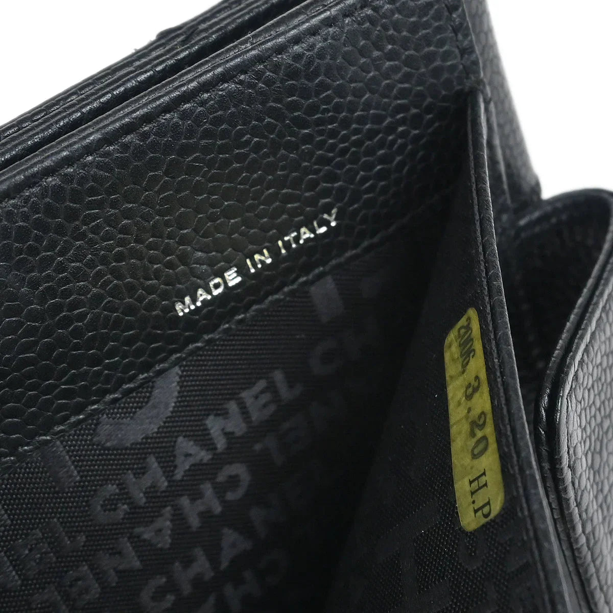 Chanel Black Caviar Choco Bar Trifold Wallet