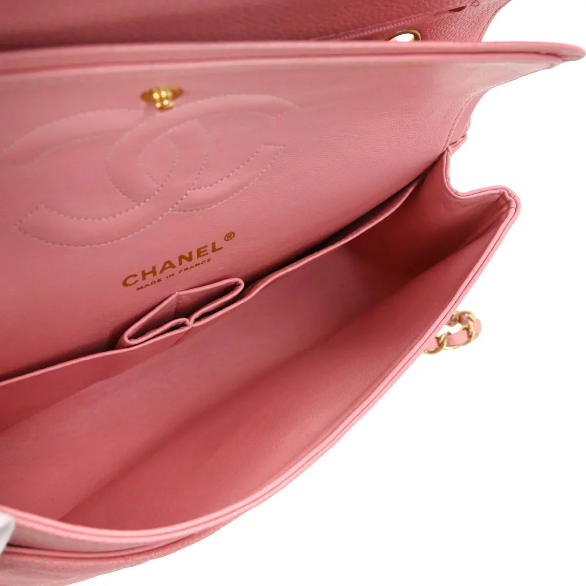 Chanel Pink Caviar Medium Double Flap Shoulder Bag