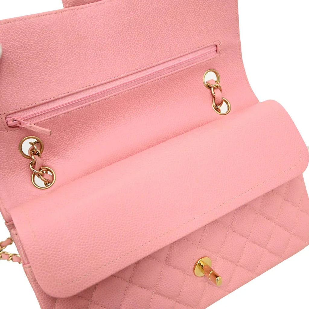 Chanel Pink Caviar Medium Double Flap Shoulder Bag