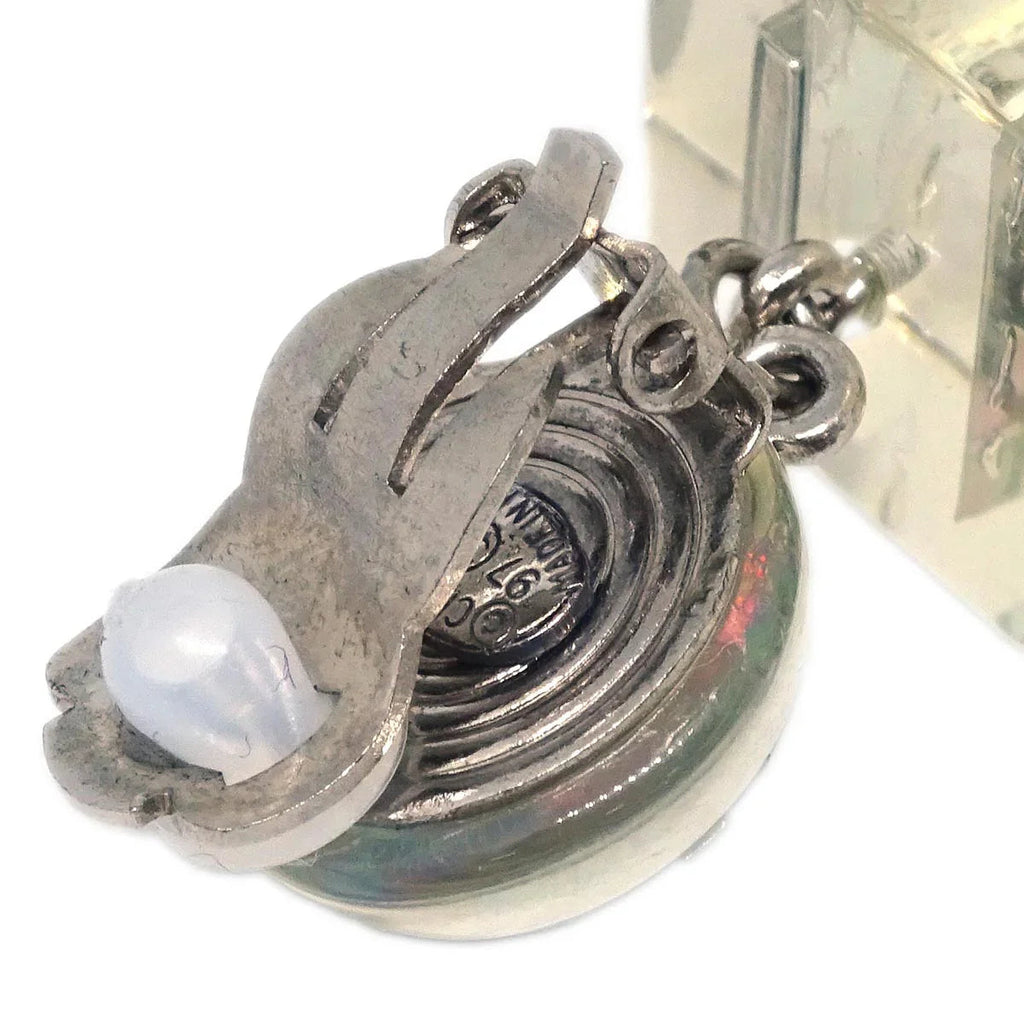 Chanel Dangle Cube Earrings Clip-On Clear 97P