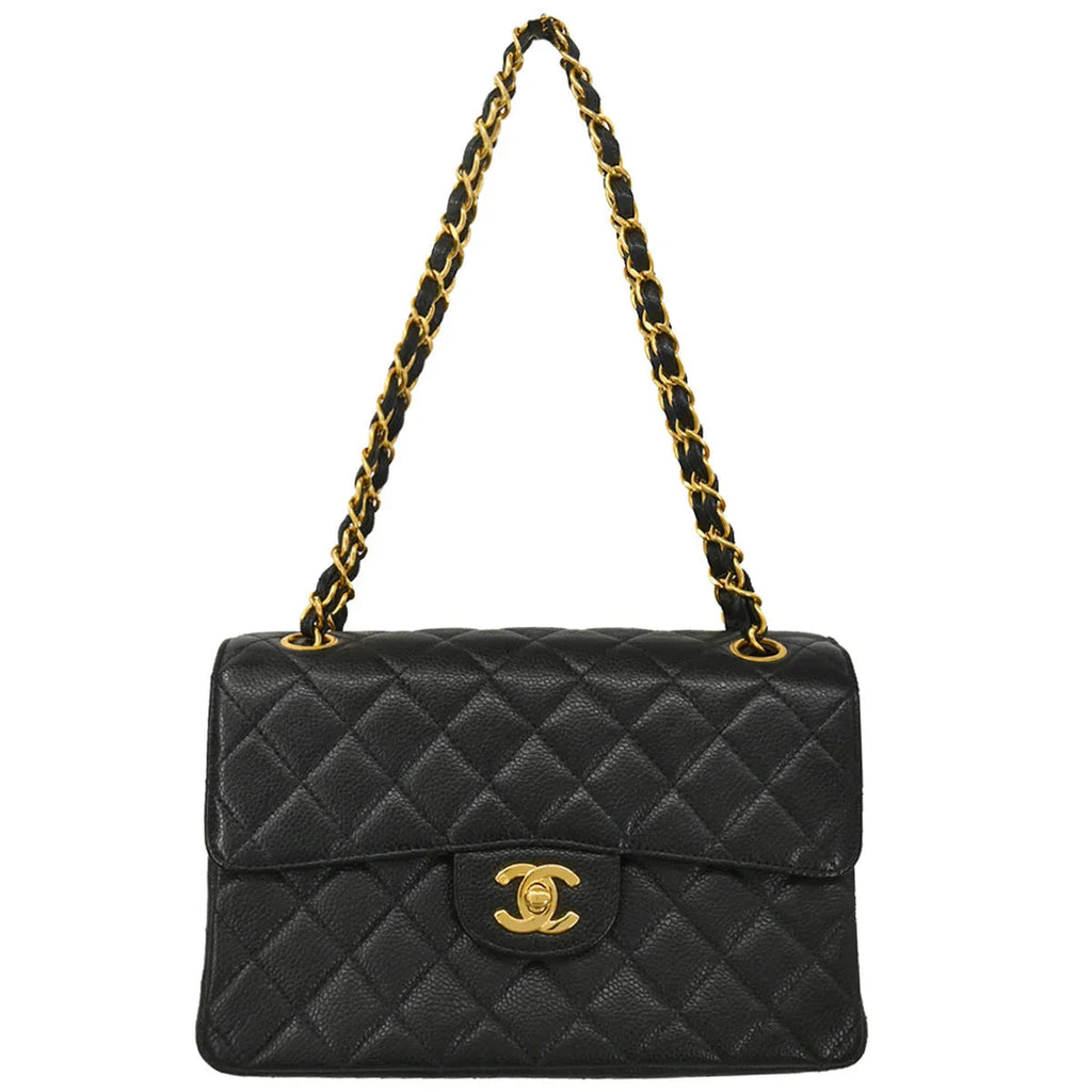 Chanel 1996-1997 Black Caviar Double Sided Classic Flap Shoulder Bag