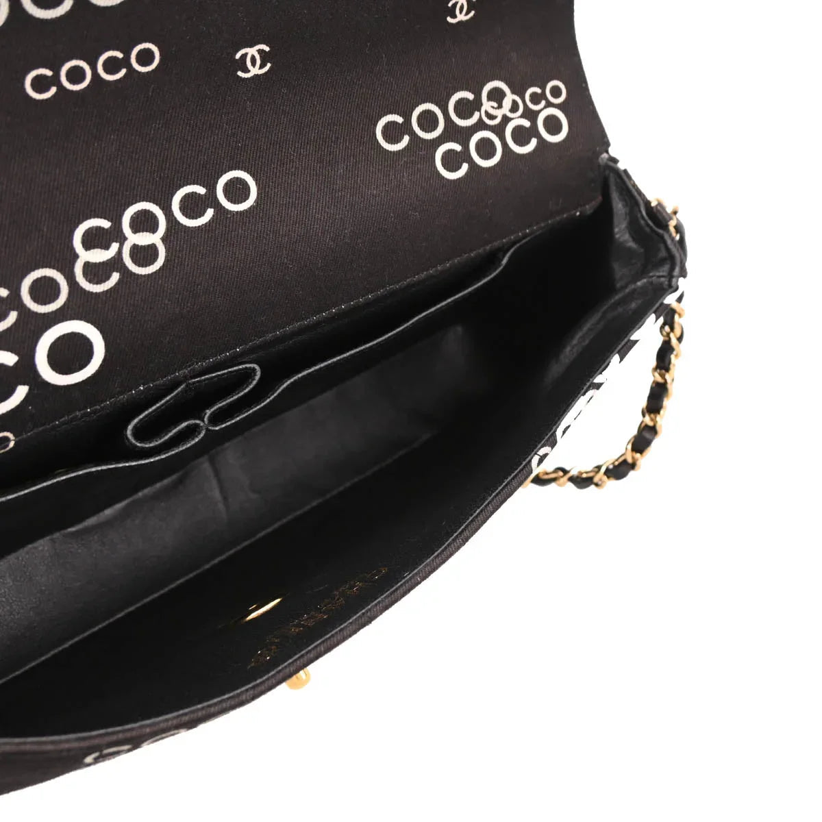 Chanel 2000-2001 Black Canvas COCO East West Choco Bar Shoulder Bag