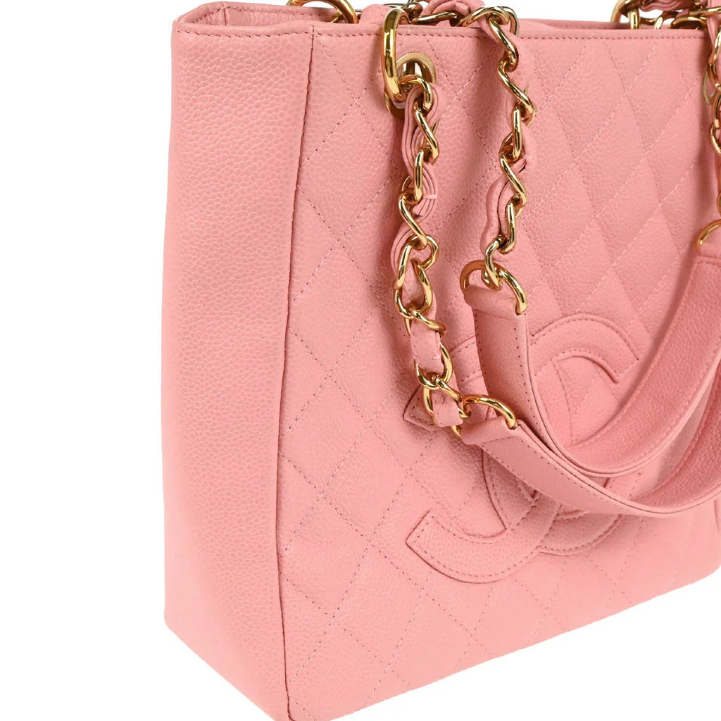 Chanel 2004-2005 Pink Caviar Petite Shopping Tote PST Chain Handbag