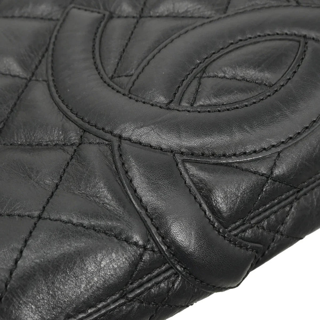 Chanel 2006-2008 Black Calfskin Cambon Ligne Tote Handbag