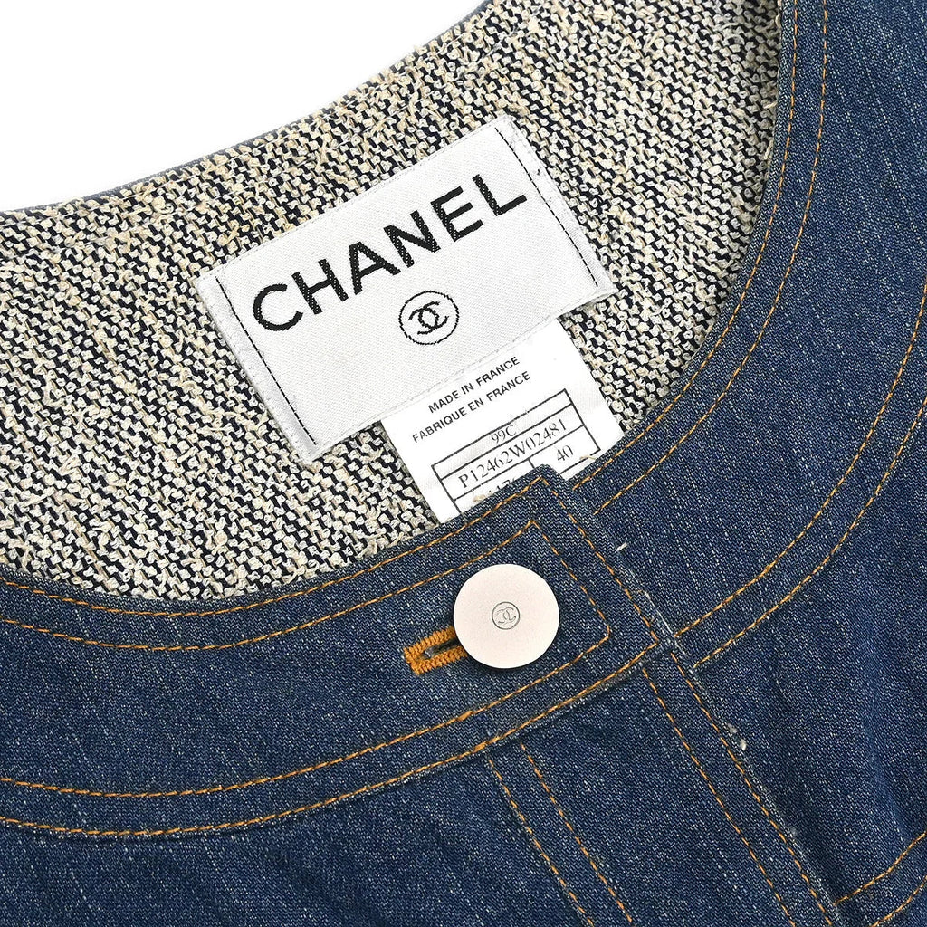 Chanel Sleeveless Vest Denim Jacket Blue #40