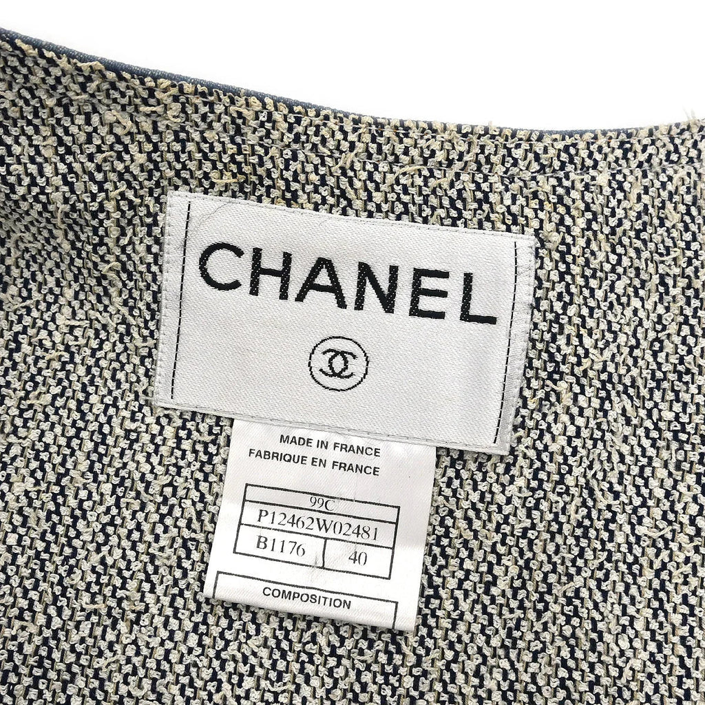 Chanel Sleeveless Vest Denim Jacket Blue #40