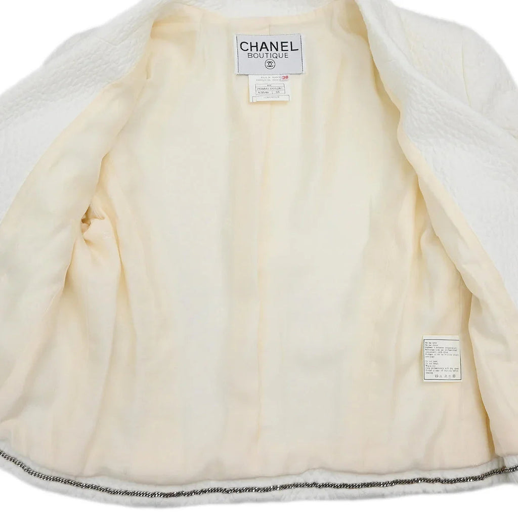 Chanel 1997 Single Breasted Jacket White #38