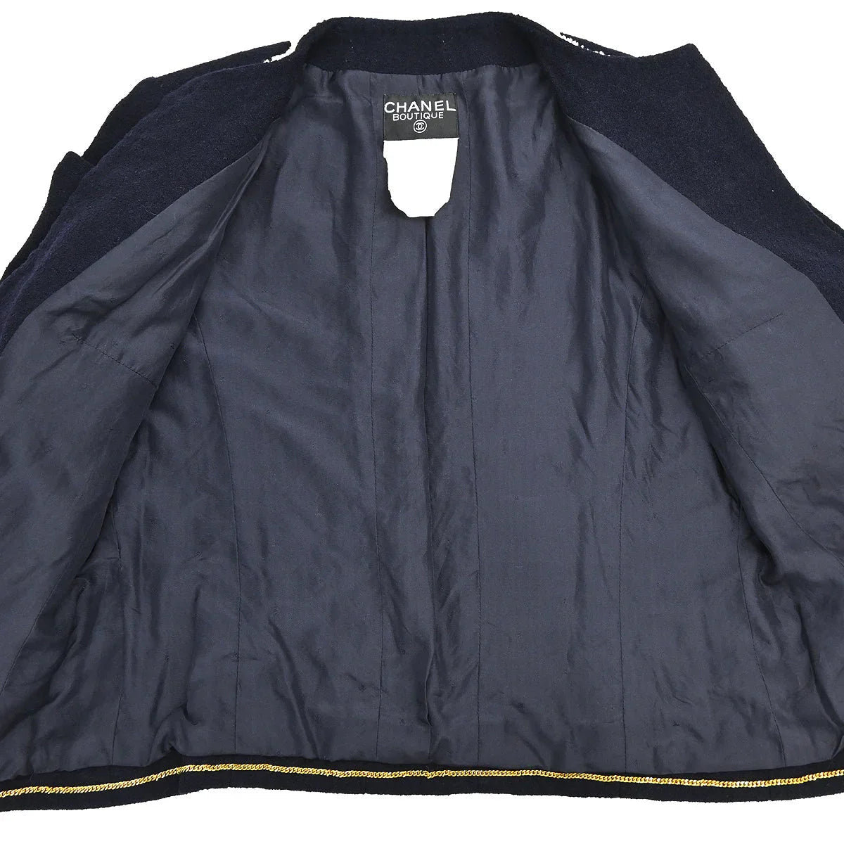 Chanel Collarless Jacket Navy #44