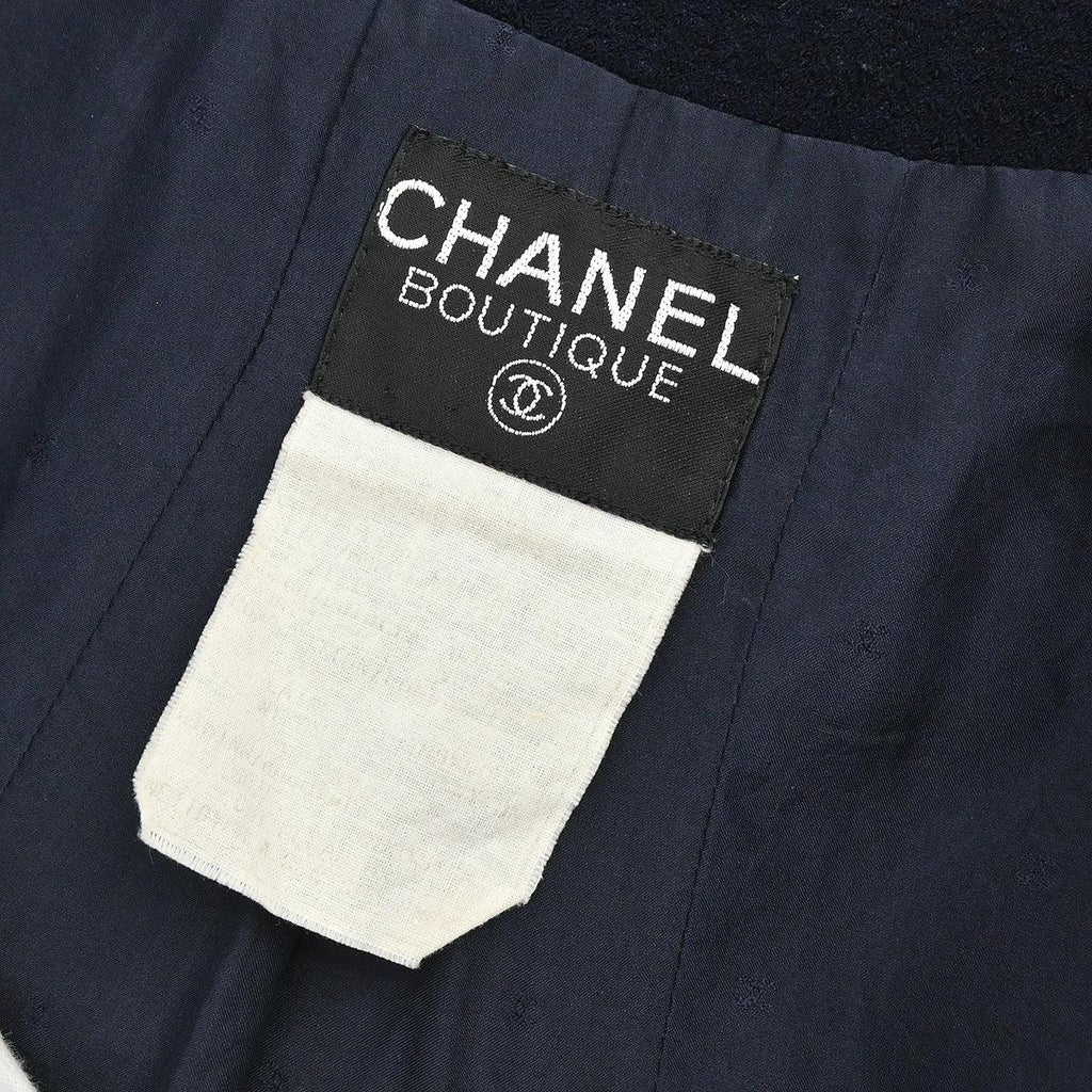 Chanel Collarless Jacket Navy #44