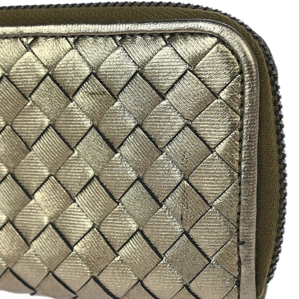 Bottega Veneta Bronze Intrecciato Coin Case Wallet