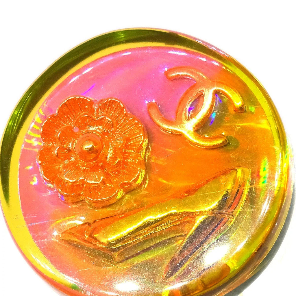 Chanel Button Earrings Clip-On Pink Acrylic 97P