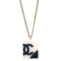 Chanel Cambon Ligne Chain Necklace Pendant Gold White 05C