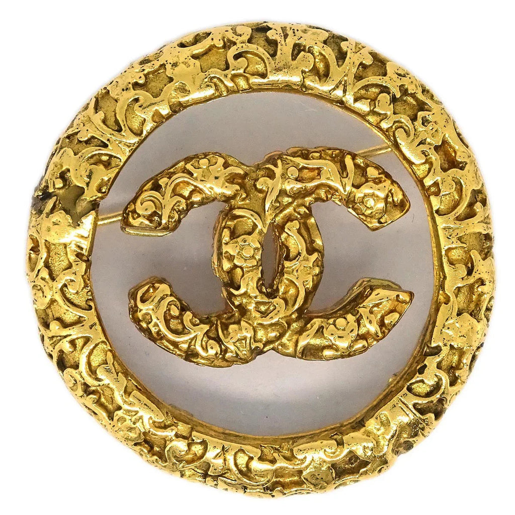 Chanel Medallion Brooch Pin Gold 93A