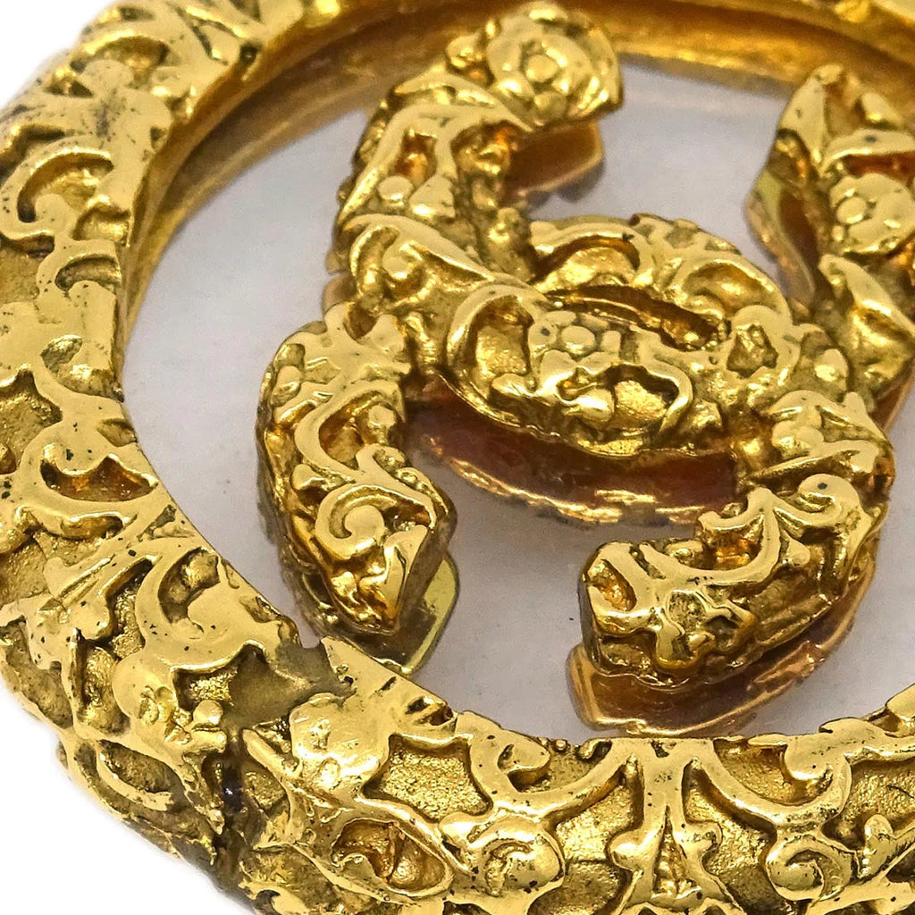 Chanel Medallion Brooch Pin Gold 93A