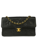 Chanel 1994-1996 Black Lambskin Star Stitch Classic Single Flap Medium