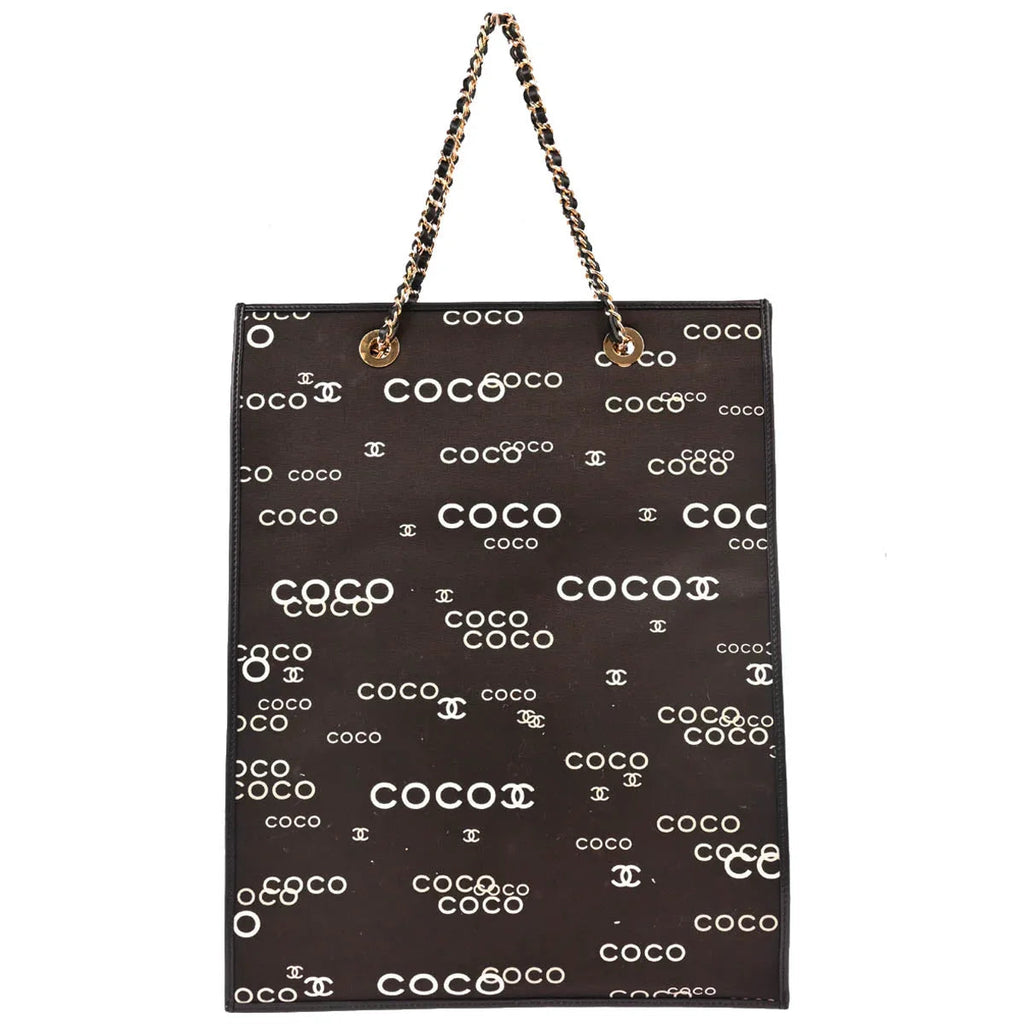 Chanel 2002-2003 Black Canvas COCO Tote Bag
