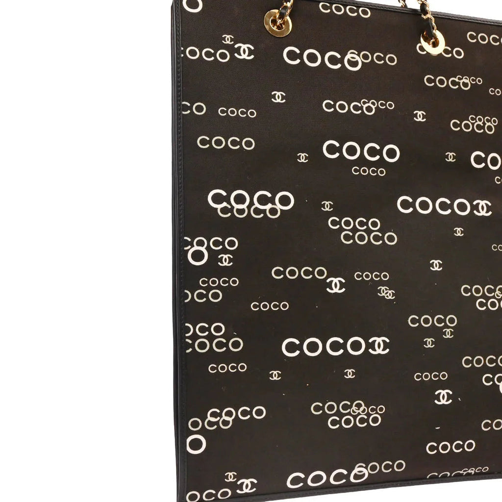 Chanel 2002-2003 Black Canvas COCO Tote Bag
