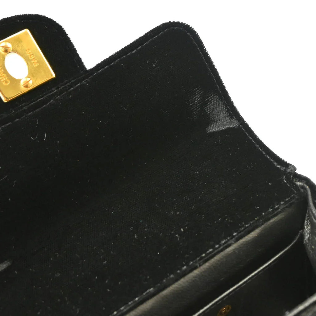Chanel 1991-1994 Black Velvet Mini Square Handbag