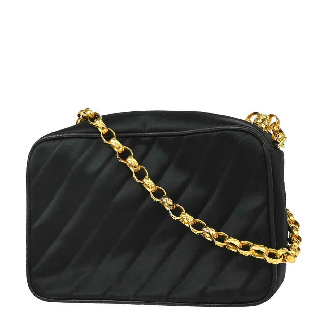 Chanel 1991-1994 Black Satin Camera Bag Mini