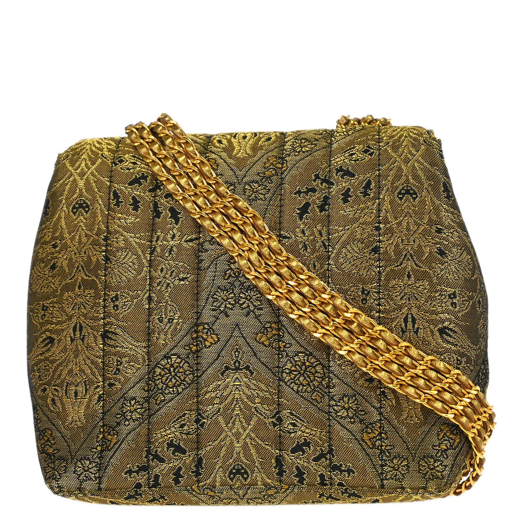 Chanel * 1994-1996 Green Nishijin Brocade Shoulder Bag