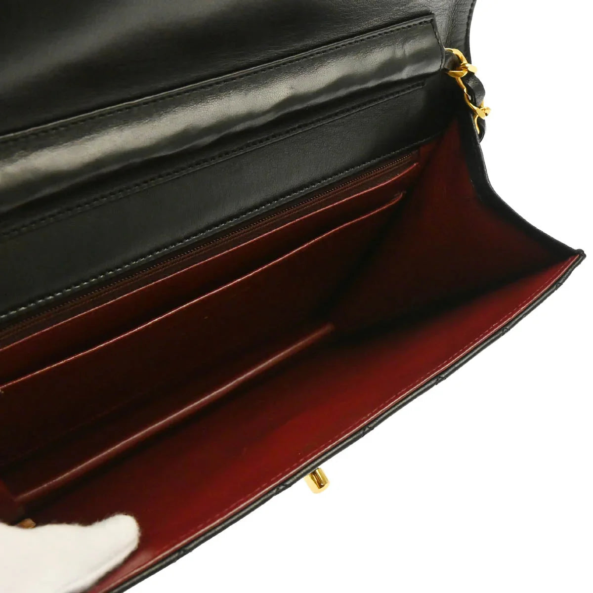 Chanel 1986-1988 Black Lambskin SingleTurnlock Shoulder Bag