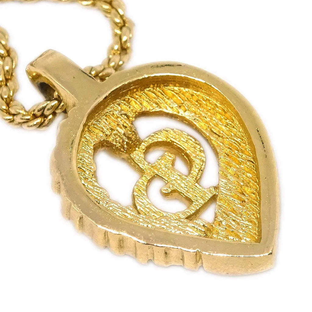 Christian Dior Necklace Pendant Gold Rhinestone