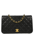 Chanel 2000-2002 Black Lambskin Turnlock Small Full Flap Shoulder Bag