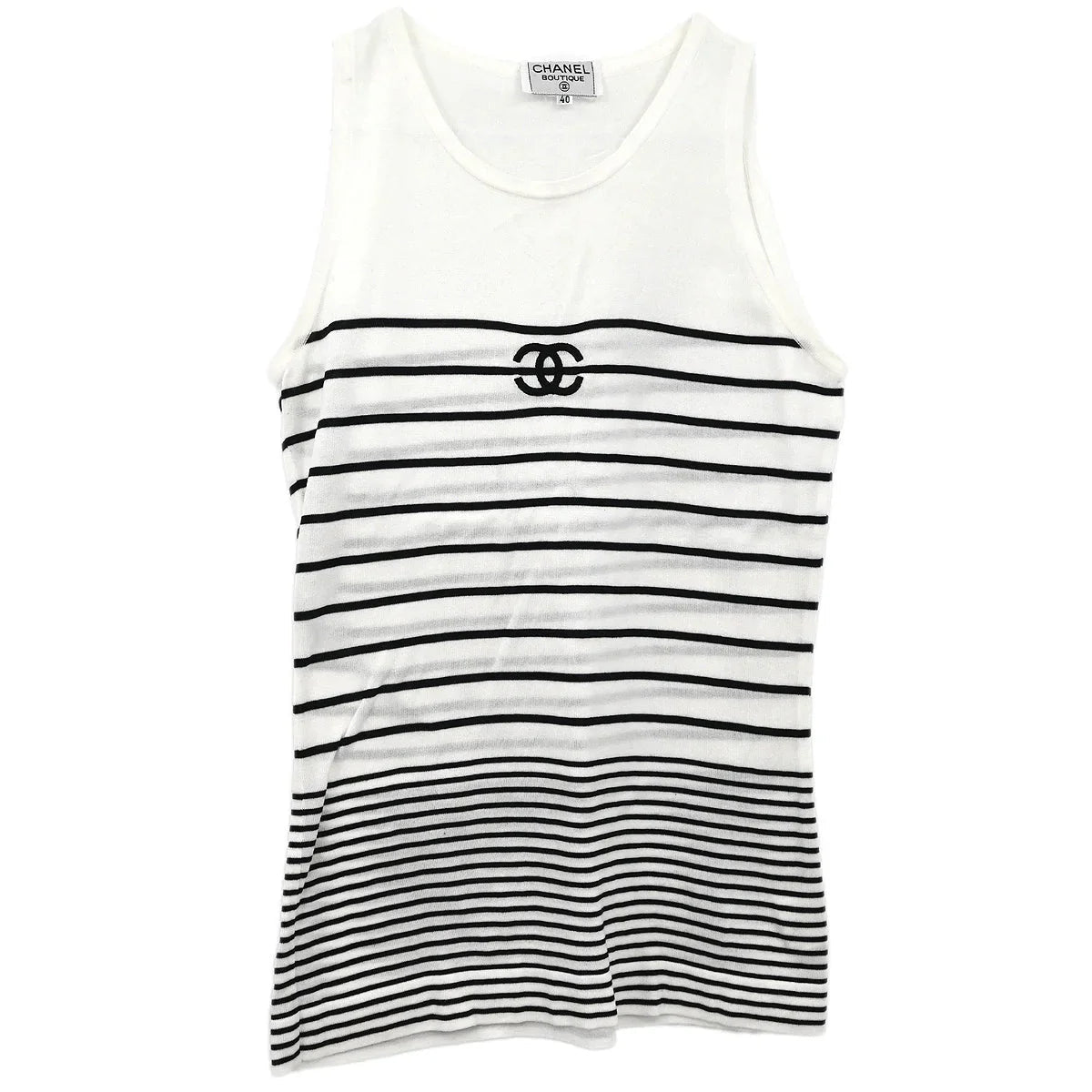 Chanel Striped Sleeveless Top White #40