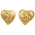 Chanel Gold Heart Earrings Clip-On 95P