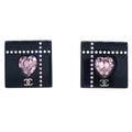 Chanel Square Earrings Clip-On Black Rhinestone 04A