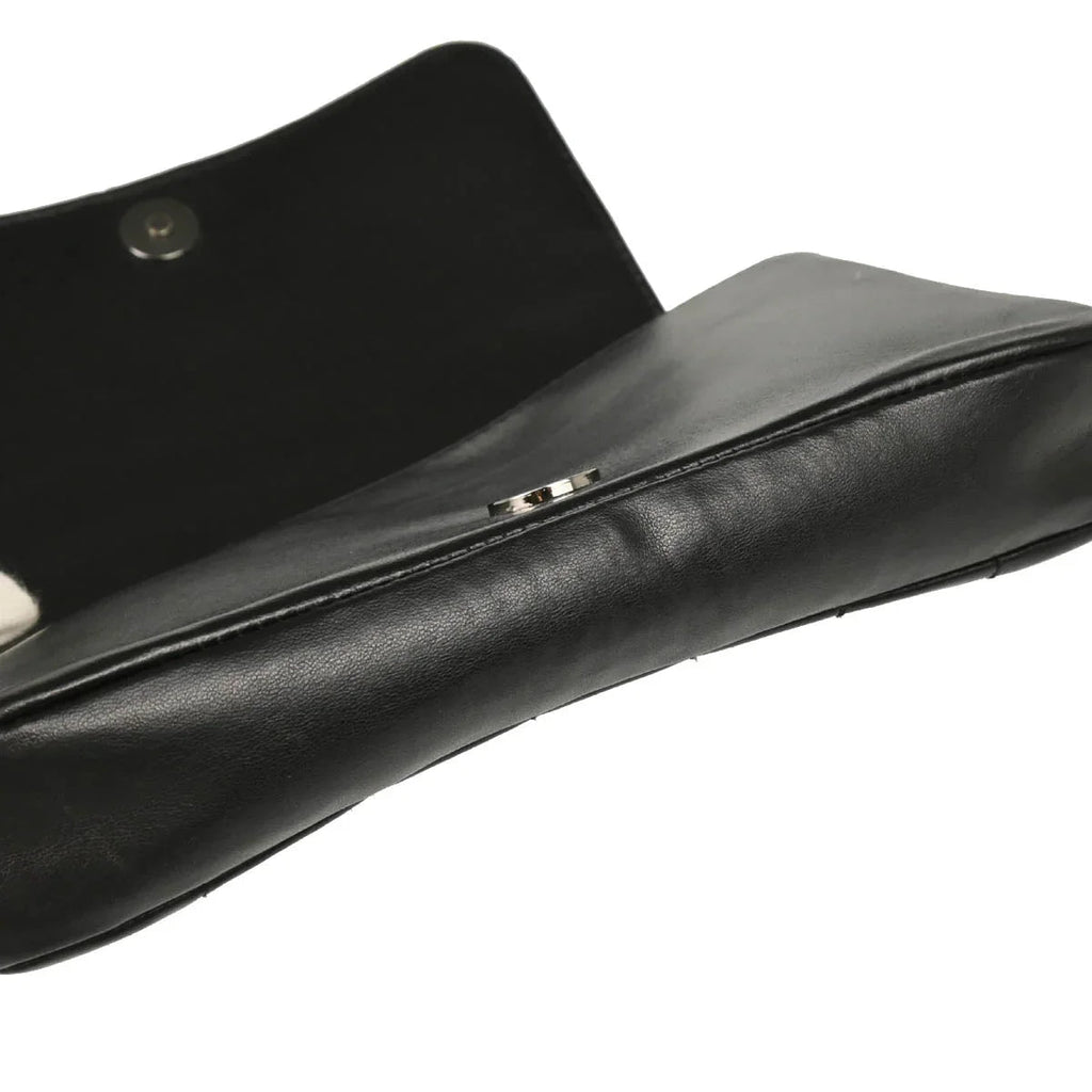 Chanel 2003-2004 Black Lambskin Choco Bar Full Flap Shoulder Bag