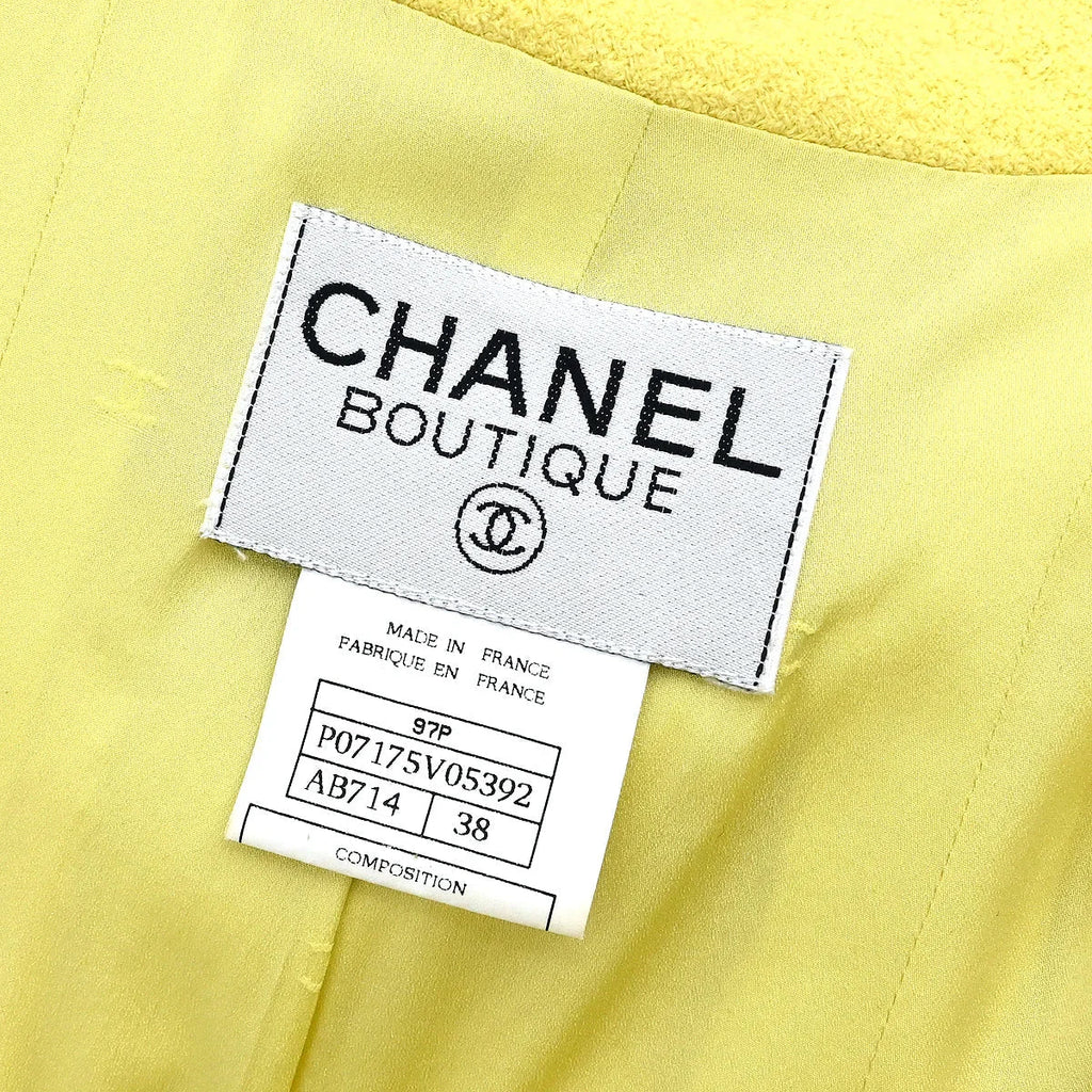 Chanel 1997 Single Breasted Jacket Coat Yellow #38