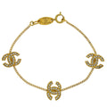 Chanel CC Chain Bracelet Gold Rhinestone